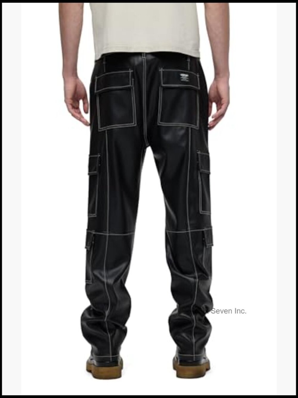 Men's Baggy Cargo Pant in Vegan Leather - Picture 3 of 7